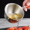 150/300/500ML Stainless Steel Oil Pot With Wooden Handle Mini Soup Milk Pot Scalding-proof Kitchen Tool Cook Accessories 5