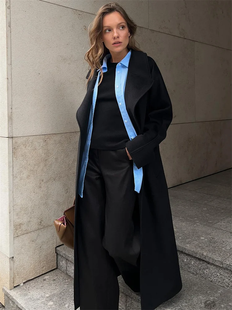 Tossy Winter Lapel Ladies Overcoat Coat Fashion Loose Elegant Pocket Patchwork Slim Long Sleeve High Street Female Outwear 2023