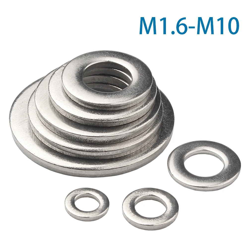 50Pcs M1.6 M2 M2.5 M3 M4 M5 M6 M8 M10 Large Flat Washer 304 Stainless