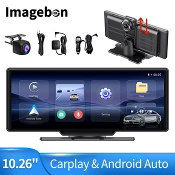 ADAS 자동차 블루투스 카플레이 및 안드로이드 자동차 DVR, 5G 와이파이, GPS 네비게이션, 백미러 카메라, 대시보드 레코더, 10.26 인치 4K 대시 캠