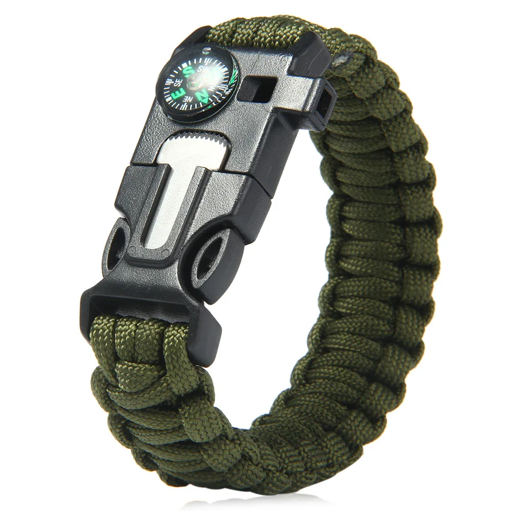 Men Outdoor Survival Umbrella Rope SOS Bracelet survival whistle survival tool Camping Adventure Emergency Rescue Compass Sport Whistle Bracelets
