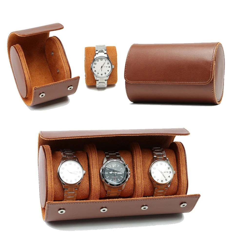 Scatola porta orologi portatile in pelle vintage per esposizione
