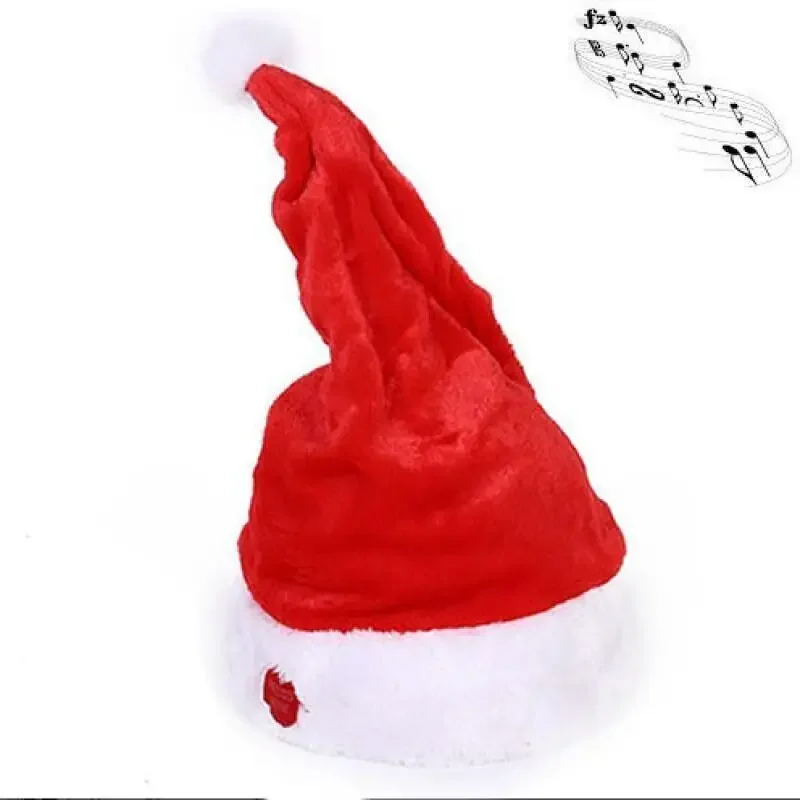 Plush Red Christmas Hat with Music and Dance for Adults