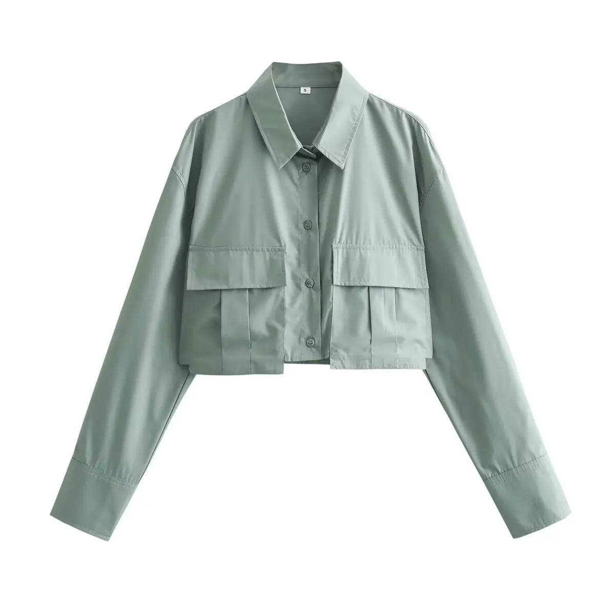 売れ筋商品|||ヤス シャツ レディース トップス YASSEFERA SMOCK - Blouse - quiet green Zevity Women Fashion 4 Colors Flap Pockets Short Smock