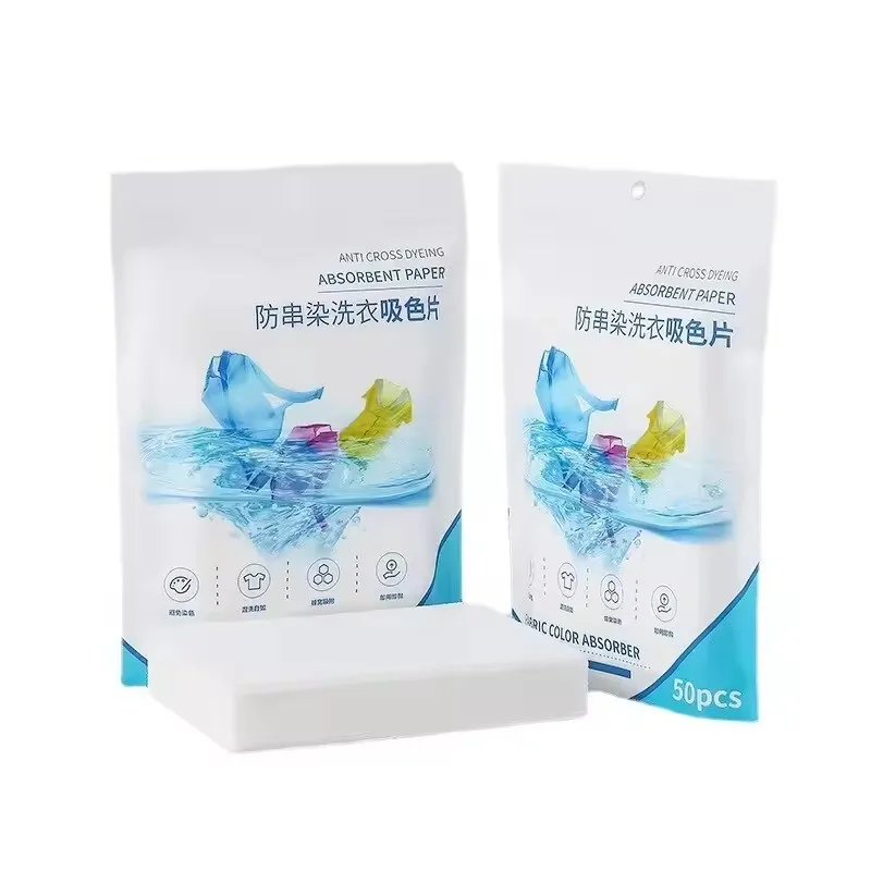 Laundry Tablets Absorbent Paper Anti-Staining Clothes Sheets Anti-String Mixing Color Absorption Washing Accessories 50 PCS/Bag