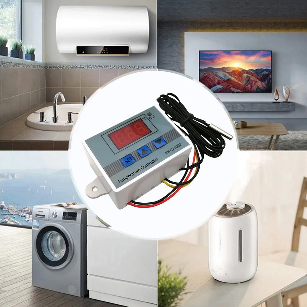 Temperature Controller XH-W3002 Led Microcomputer Digital Display Temperature Control Switch Thermostat Temperature Controller Control Switch Meter