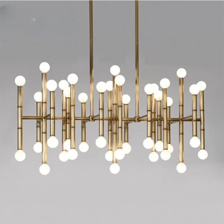 Nordic Creative Bamboo Joint Aluminum Tube Pendant Light LED Long shaped Restaurant Hotel Engineering Exhibition Hall