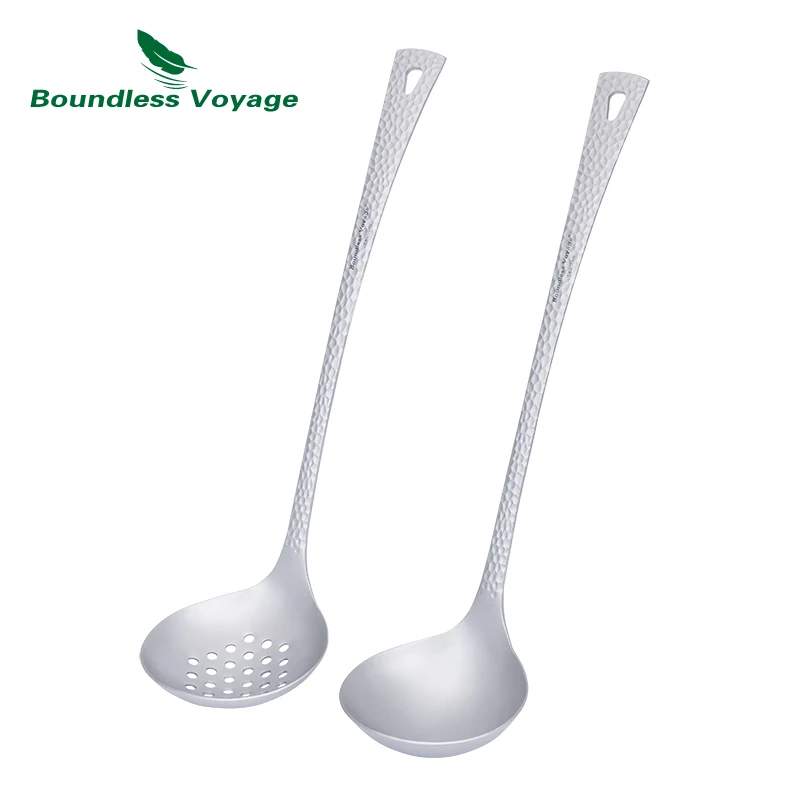 Boundless Voyage Long Handle Titanium Soup Ladle For Camping Cookware_voghion.com