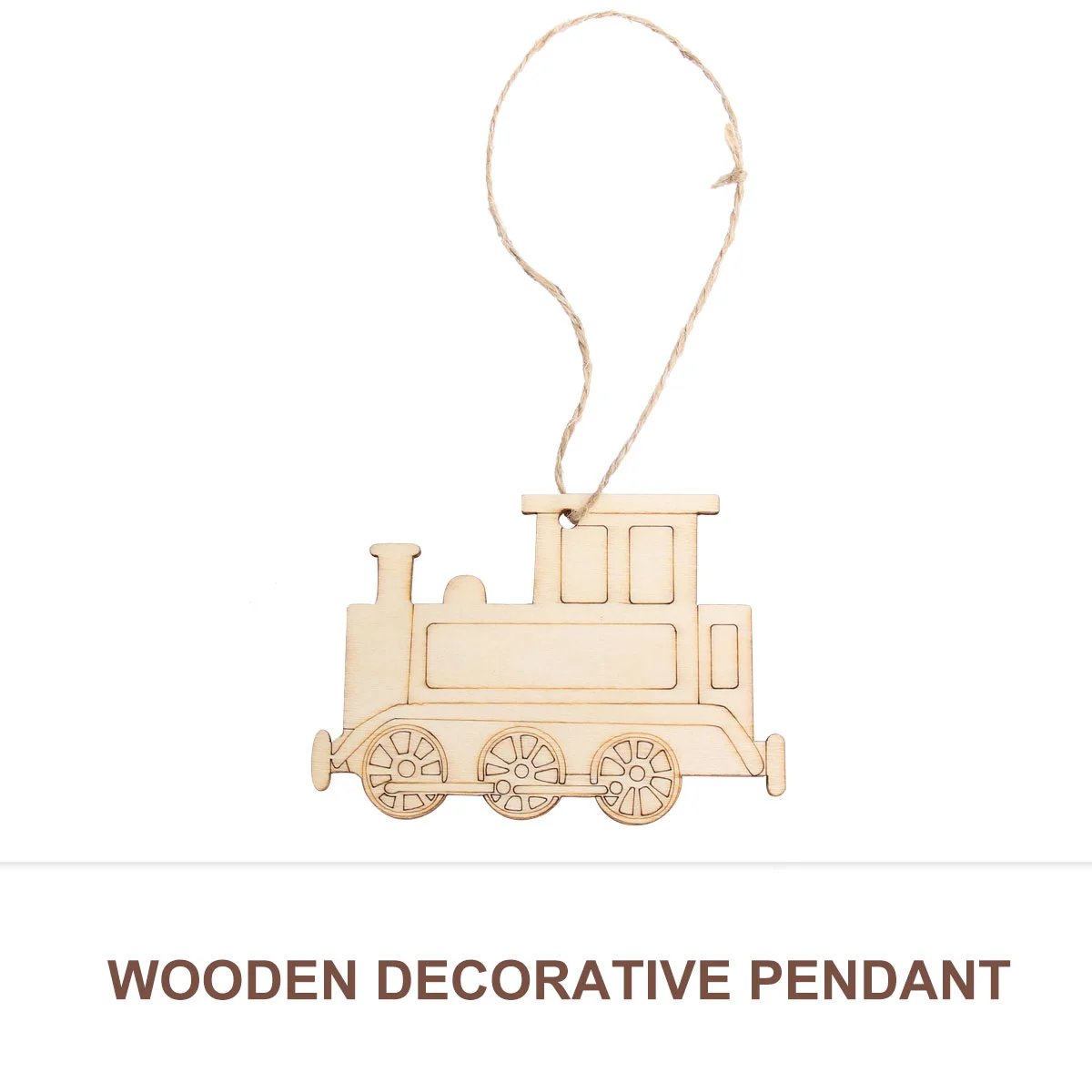 

Unfinished Train Cutouts Wooden Slices Train Pendant Ropes Crafts Christmas Party Hanging Embellishments
