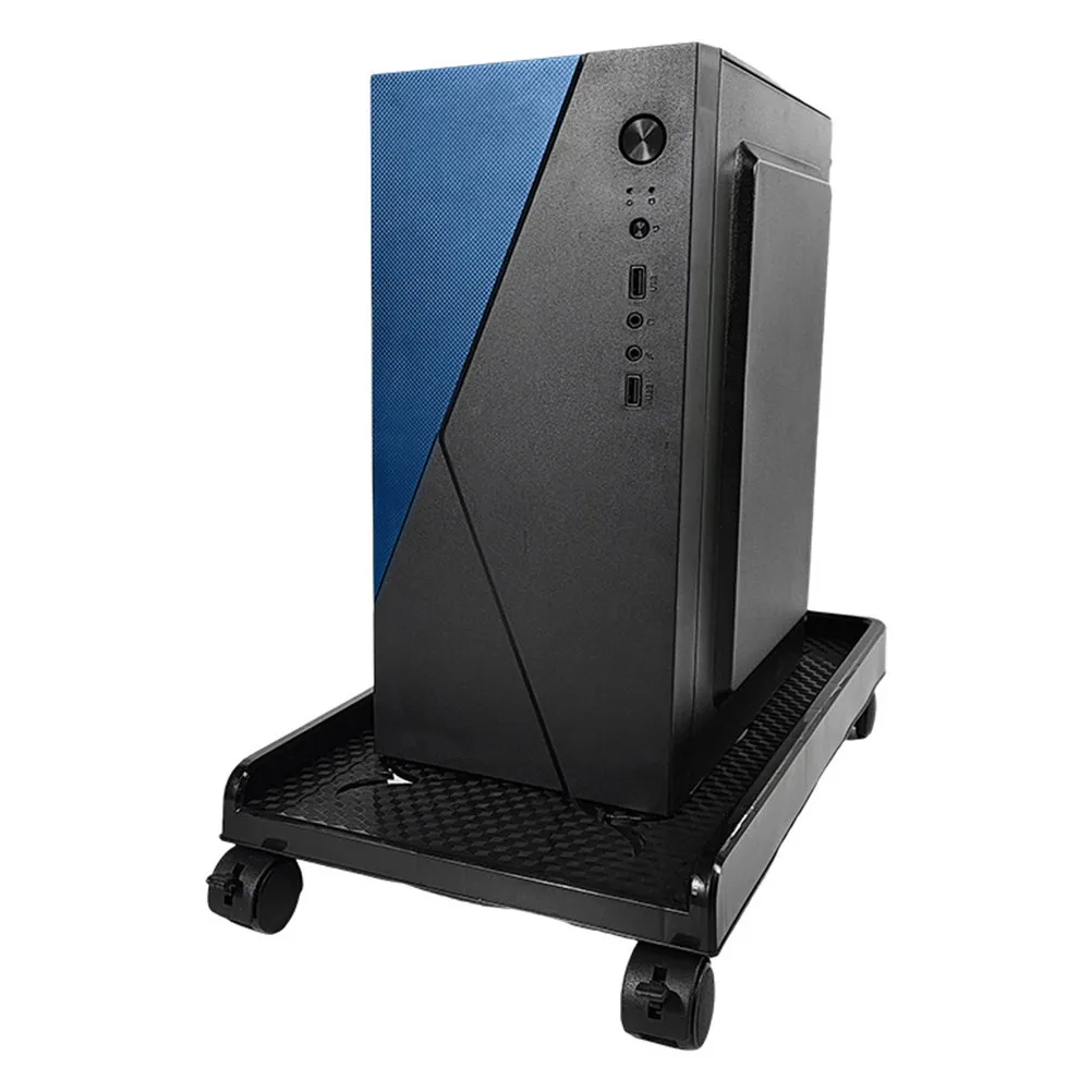 카펫 및 하드 플로어용 4개의 회전 잠금 바퀴가 있는 데스크탑 타워 스탠드, 높이 조절 가능한 PC 플로어 스탠드, 게이밍 컴퓨터 호스트 라이저