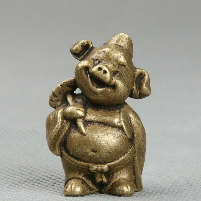35Mm Curio Chinese Bronze Lovable Alakazam The Great Pigsy Zodiac Pig Statue