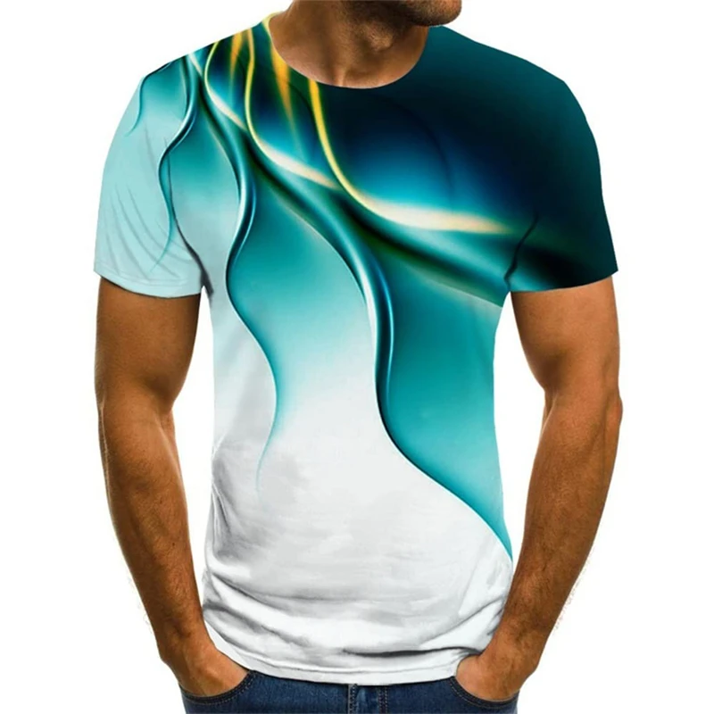 

Fashion 3D Geometric Graphics Men Causal T Shirts Summer Top Round Collar Short Sleeve T-shirts Tee Trend Personality Loose Top