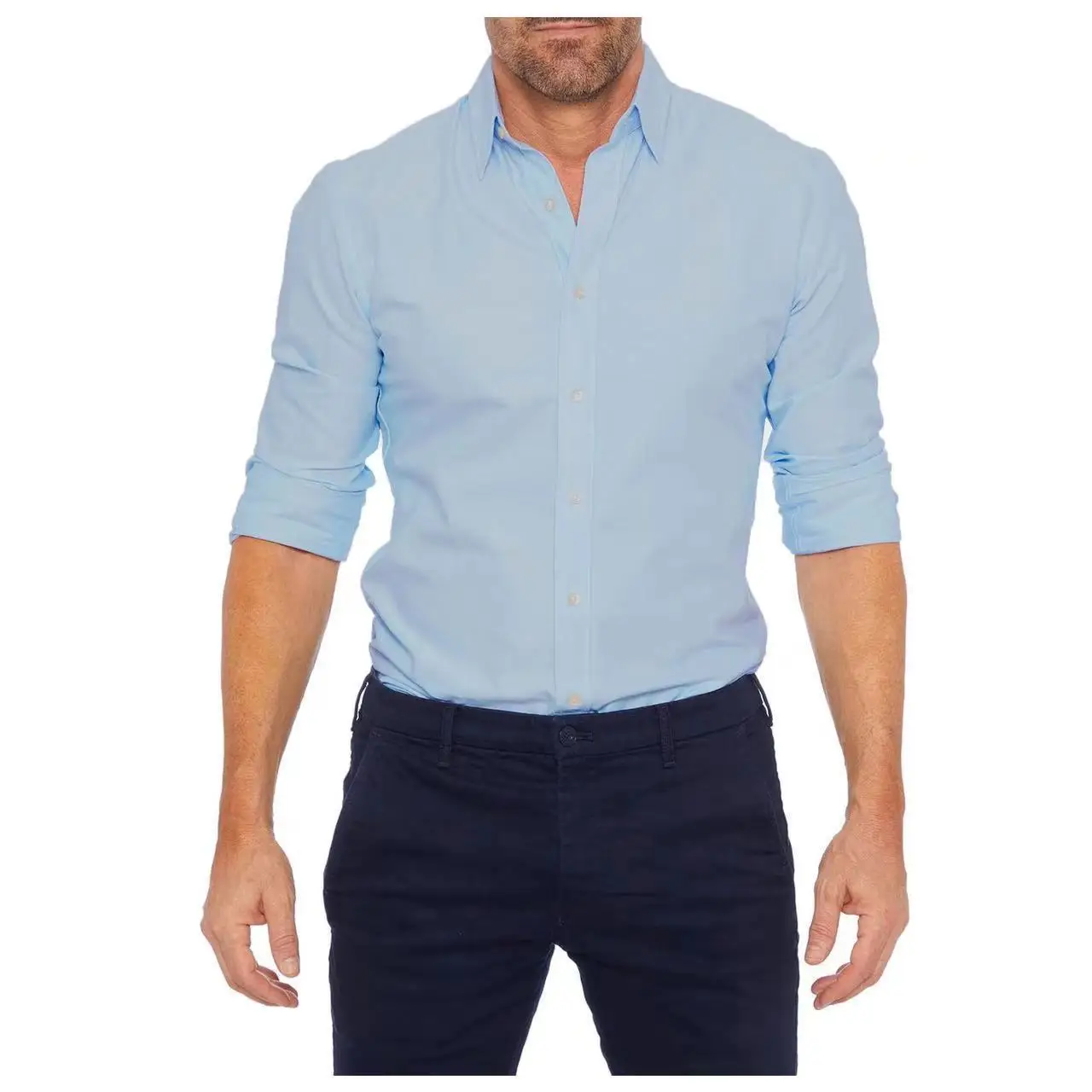 Mens Long Sleeve Solid Casual Shirt