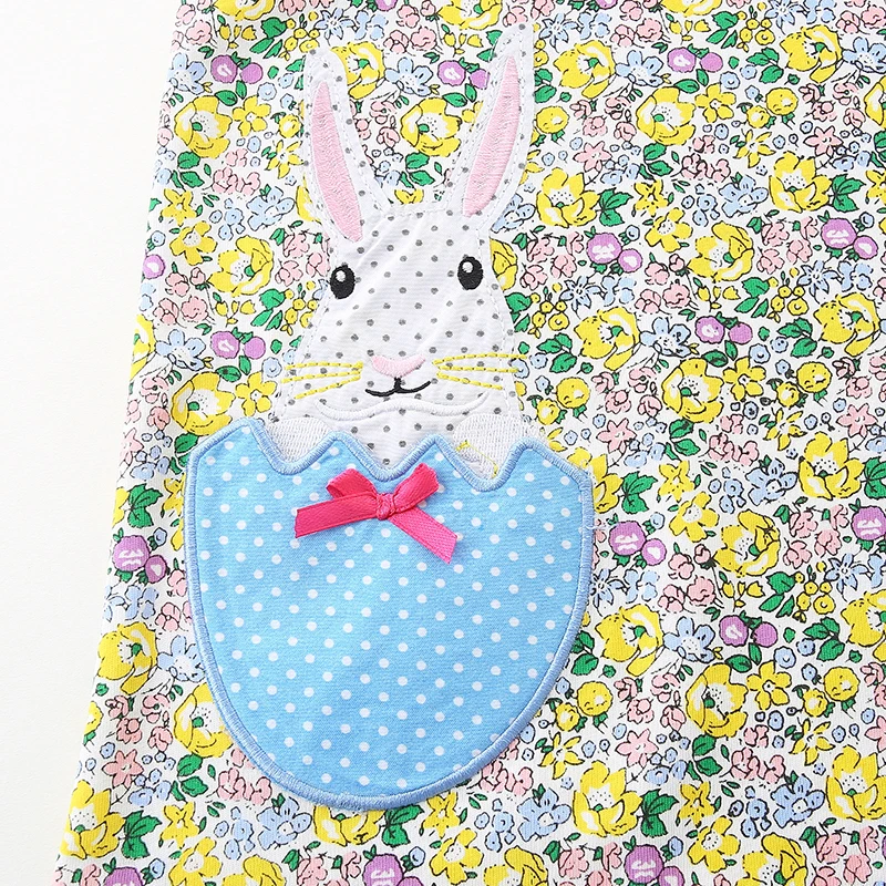 Easter Kids Clothes Children's Clothing Baby Girls 2025 Autumn Spring Cotton Long Sleeves Cartoon Flowers Casual Dresses