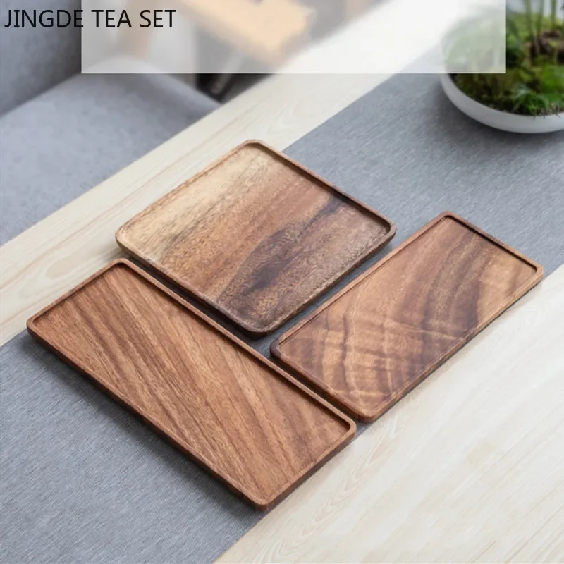 High Grade Walnut Tray Chinese Style Tea Tray Cake Bread Breakfast Snack Tray Hotel Supplies Restaurant Wooden Serving Trays