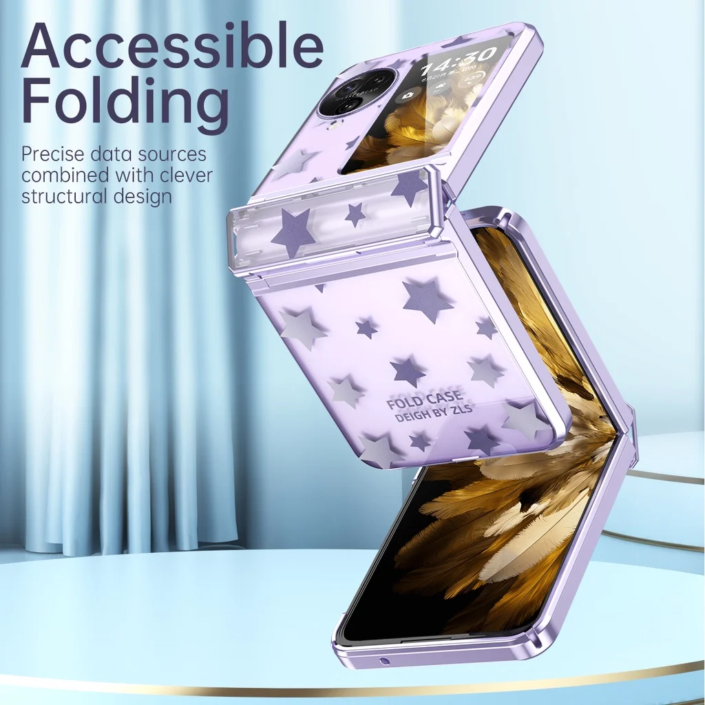 For OPPO Find N3 N2 Flip Case Hinge Star Fashion Plating Clear Shockproof Protection Cover Find N3 Find N2 Flip Phone Cases