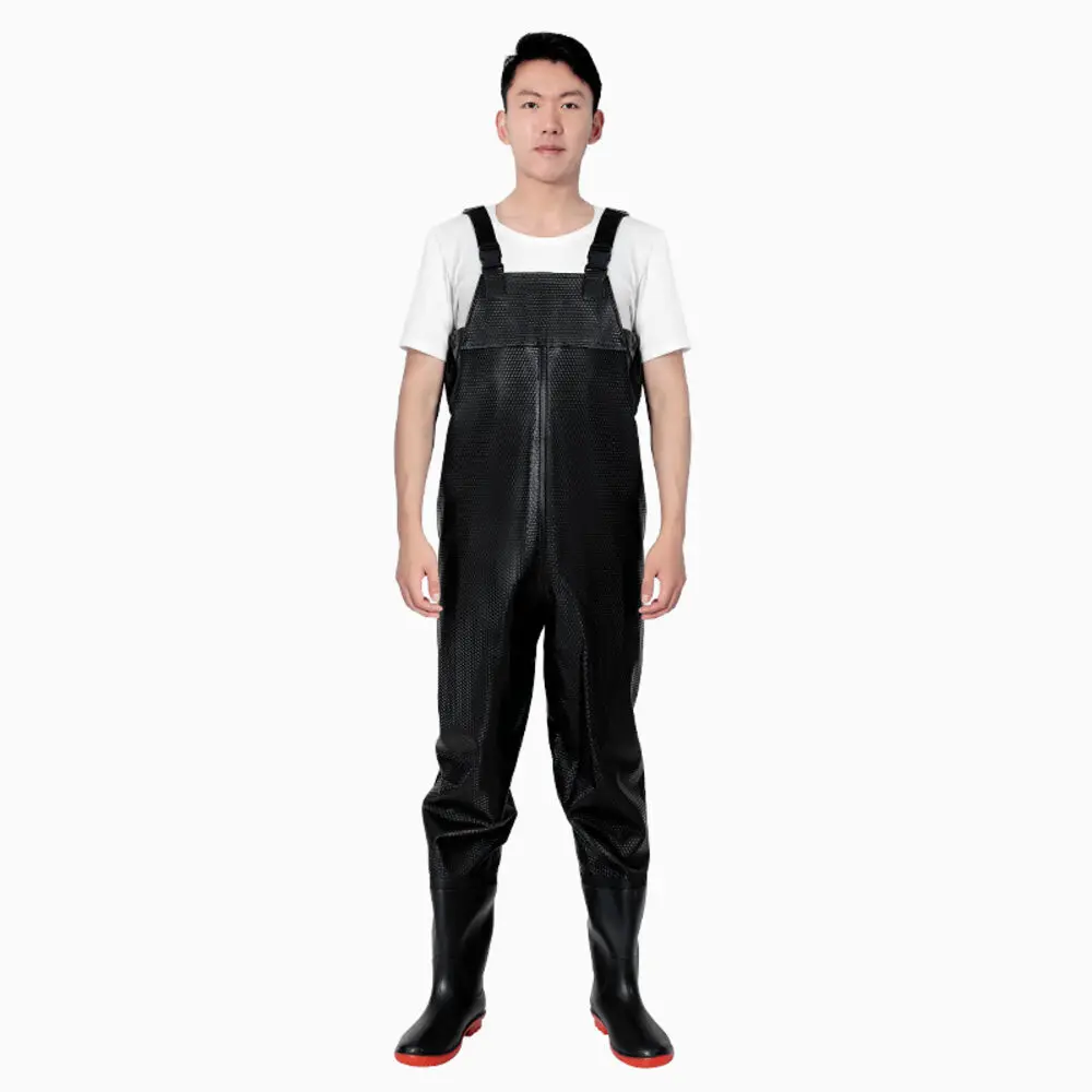 Fashion Adjustable Fishing Waders-Waterproof Fishing Pants with Bootfoot Shoes Outdoors Man Water Accessories,Black