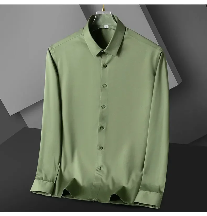 Description Picture 6 of itemPlus Size 6XL Long Sleeve Men Stretch Dress Shirt Soft Silky Smooth Formal Social Business Anti-wrinkle Work Smart Casual Shirt