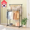 Double-Rod Clothes Rack Clothes Rack With Hooks Hanging Clothe Organizer For Bedroom Movable Bedroom Clothing Hanger With Wheels 1
