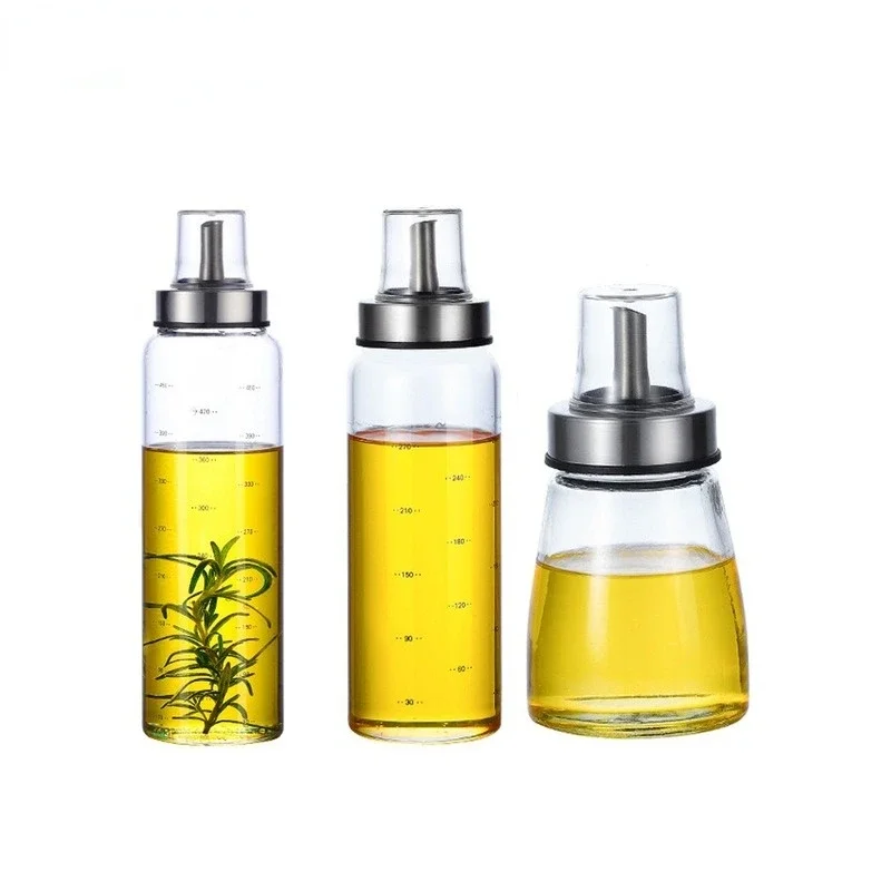 Food Storage Container Oil Container Sauce Squeeze Bottles Durable High Borosilicate Glass Oil Bottle Leak-Proof Seasoning Storage Pot Soy Sauce Jar Vinegar Bottle Kitchen Gadget