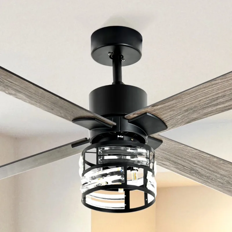 

DEXTRUS 52in Farmhouse Ceiling Fans with Light and Remote, Industrial Outdoor Fan Light with 3 Bulbs