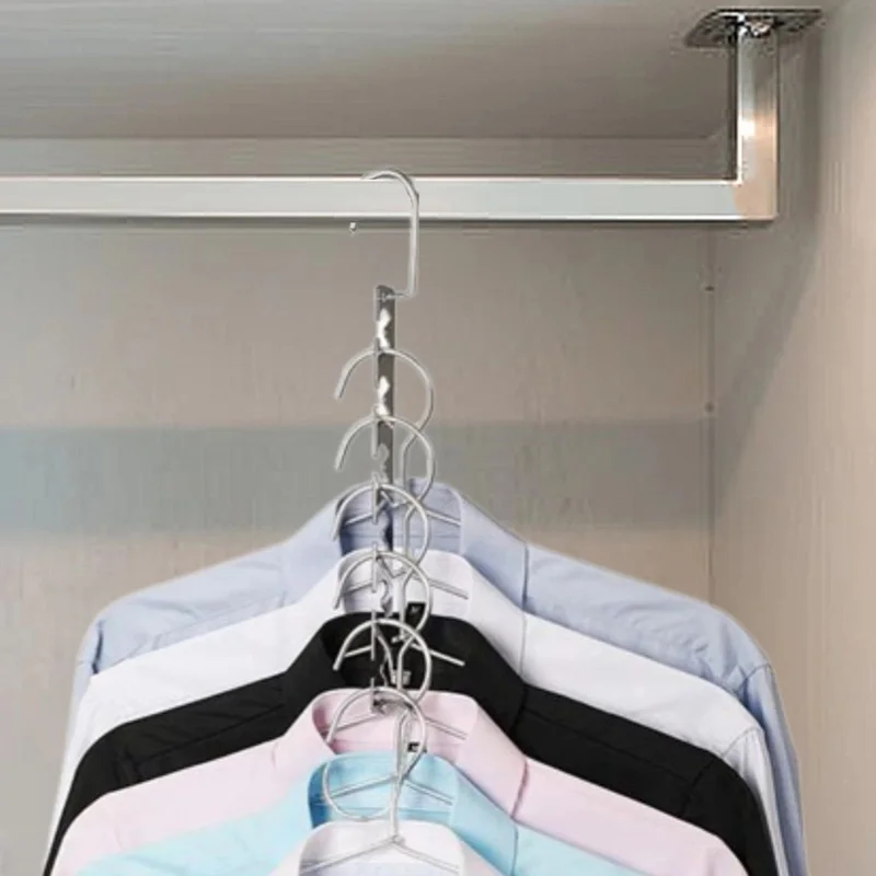 6 Hole Stainless Steel Hanger Multifunctional Space Saving Metal Hangers Magical Hook Clothing Wardrobe Organize Holder