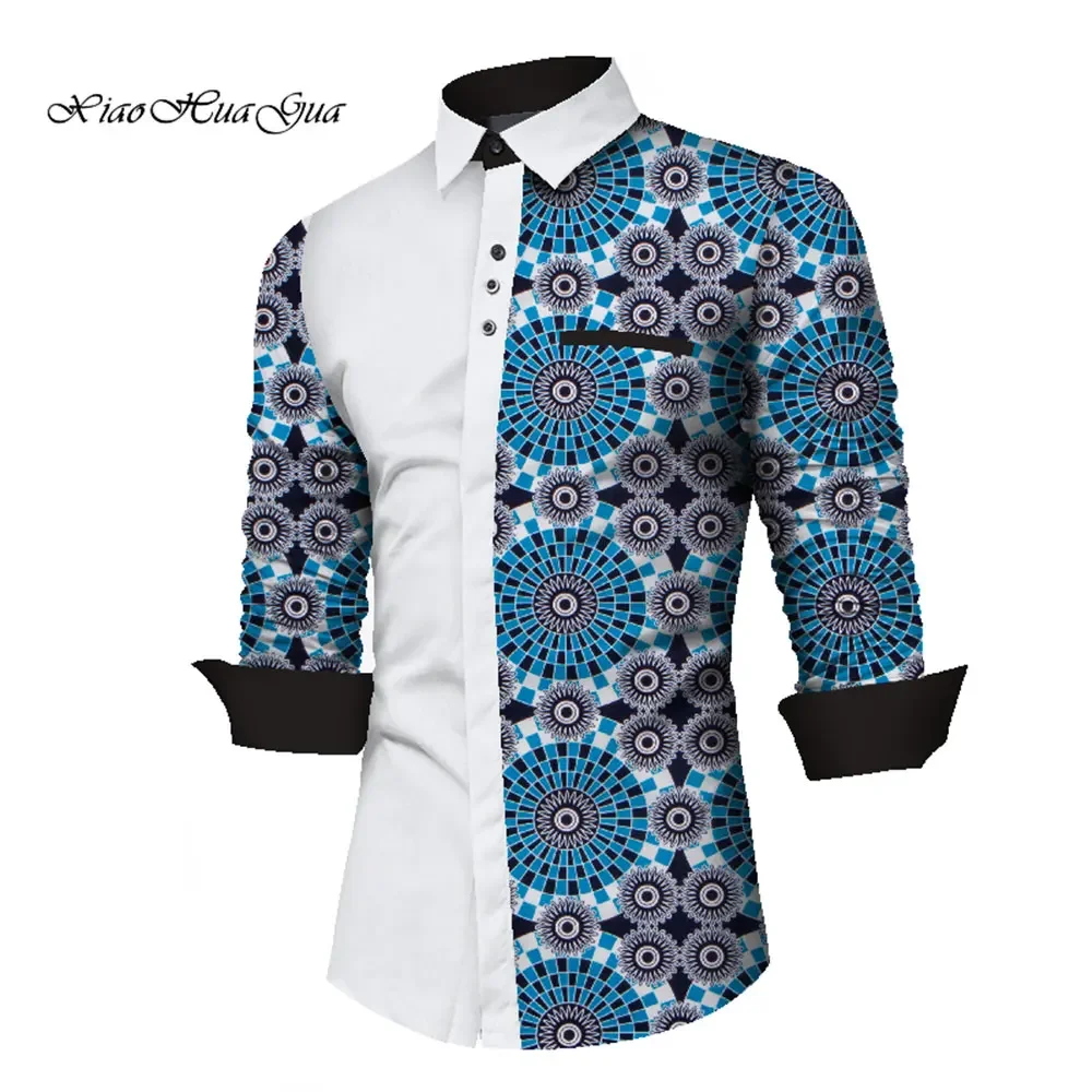 Men's African Shirts Africa Print Long Sleeve Shirts Men