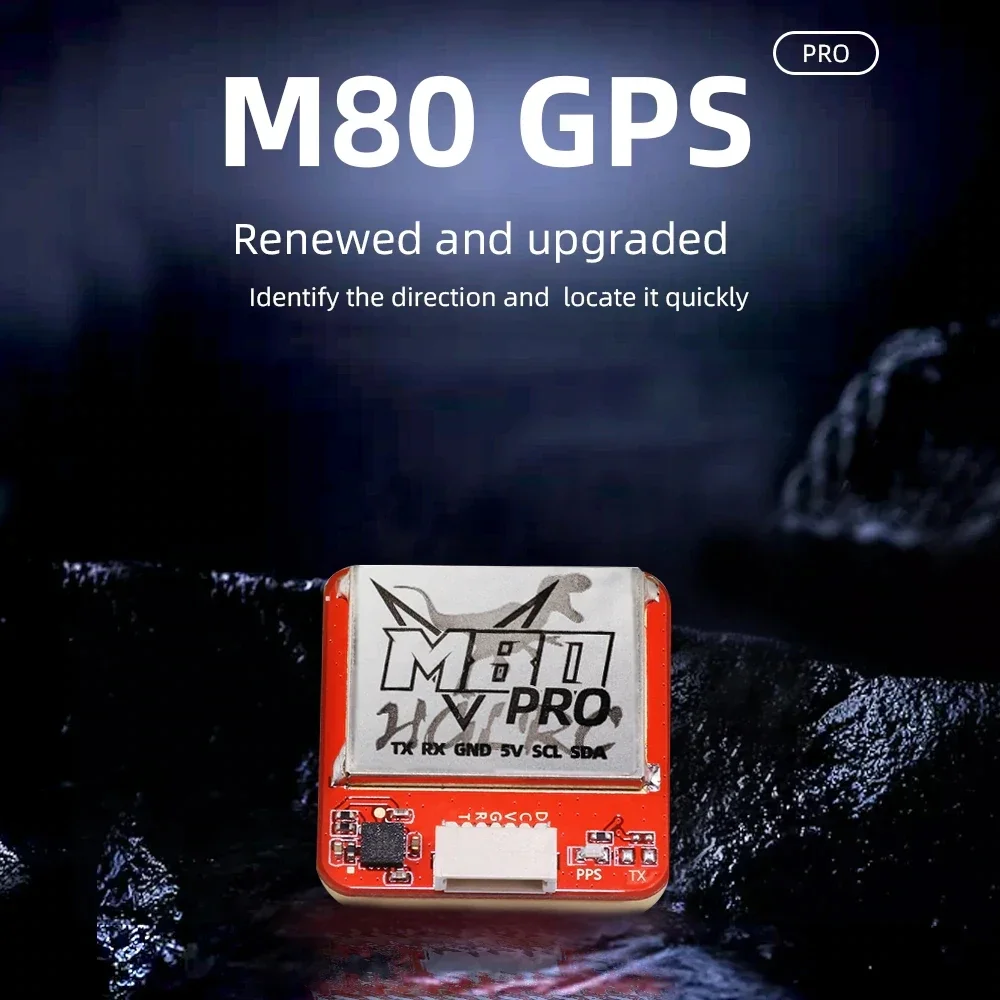 Détail de la boussole QMC5883 intégrée au module GPS HGLRC M80PRO pour drone FPV.