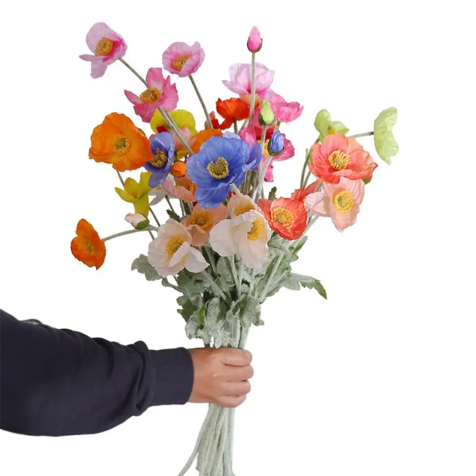 Artificial Poppy Stem In White | Realistic Faux Botanicals - Foto 2