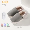 Unisex Electric Heating Slippers with 3 Heating Levels USB Heated Slippers Rechargeable Foot Warmer House Shoes for Winter 4