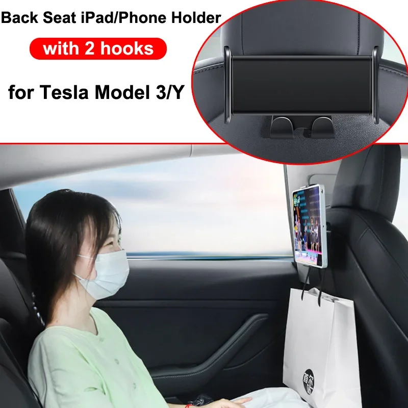 For Tesla Model Y Phone Holder Rear Seat Back Hook Pad Tablet PC