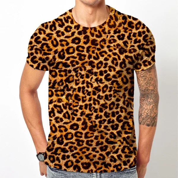 Leopard 3D Printed T-shirt Men and Women Summer Fashion Casual T-shirt _ -  AliExpress Mobile