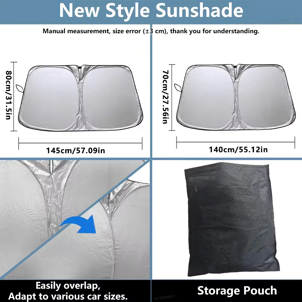 Premium Summer Car Windshield Sunshade with UV Protection - Foldable Front Window Visor & Styling Accessory