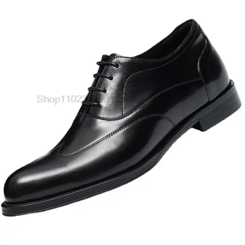 

Luxury Mens Oxford Genuine Leather Shoes Black Brown Classic Shoes Brogue Lace Up Dress Wedding Office Business Men Formal Shoes