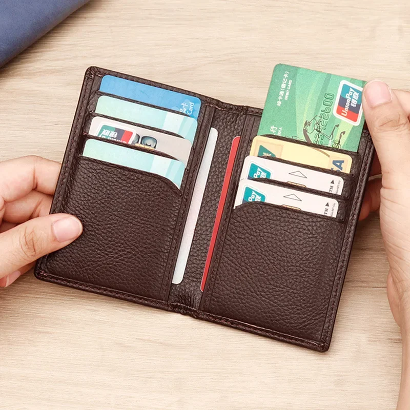 Men's Leather Bifold Card Wallet Bank Card ID Holder