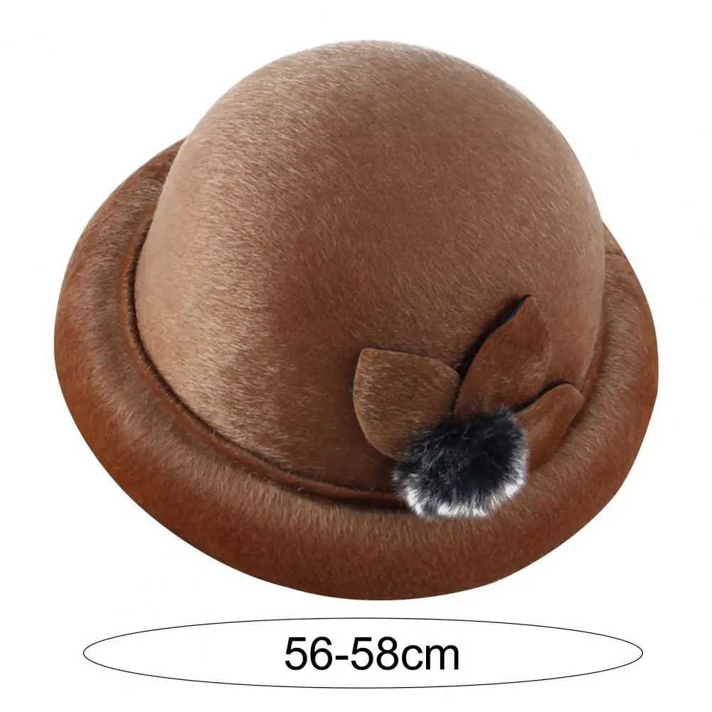 Women Winter Hat Elegant Windproof Flower Embellished Basin Hat Ultra-Thick Keep Warm Autumn Winter Imitation Fur Hat Basin Caps 6