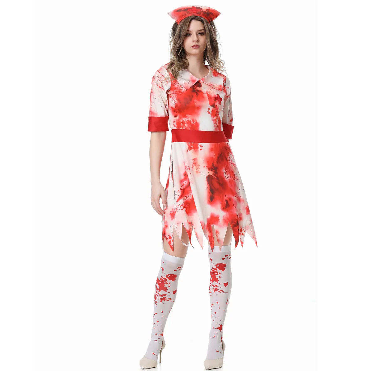 

Halloween Cosplay Thriller Bloody Nurse Zombie Costume