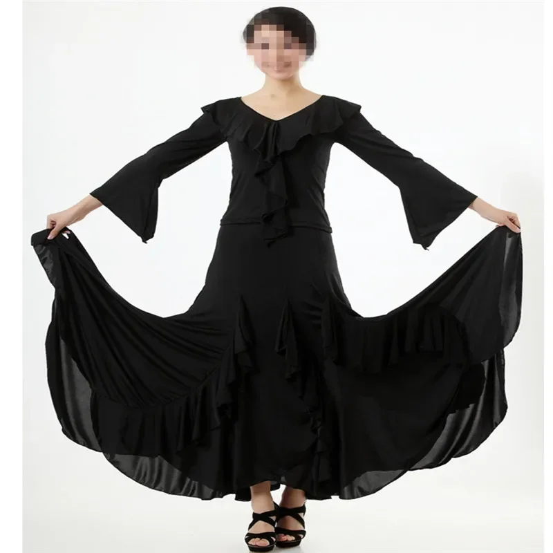 Flamenco Skirt Latin Salsa Ballroom Dance Dress For Women Spain Dancing Skirt