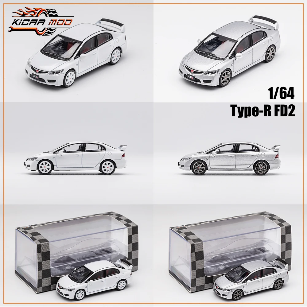 DCT 1/64 Civic Type R FD2 Model Sports Car Vintage Cars JDM Vehicle Diecast Car Collection Toy Station Vehicle 