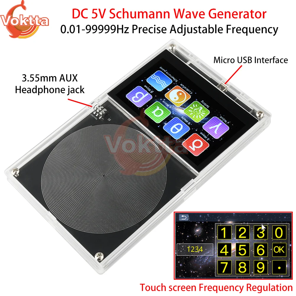 Signal generator signal generator kit waves resonance generator DC 5V Schumann Wave 0.01-99999Hz precise adjustable frequency micro USB touch screen audio resonator