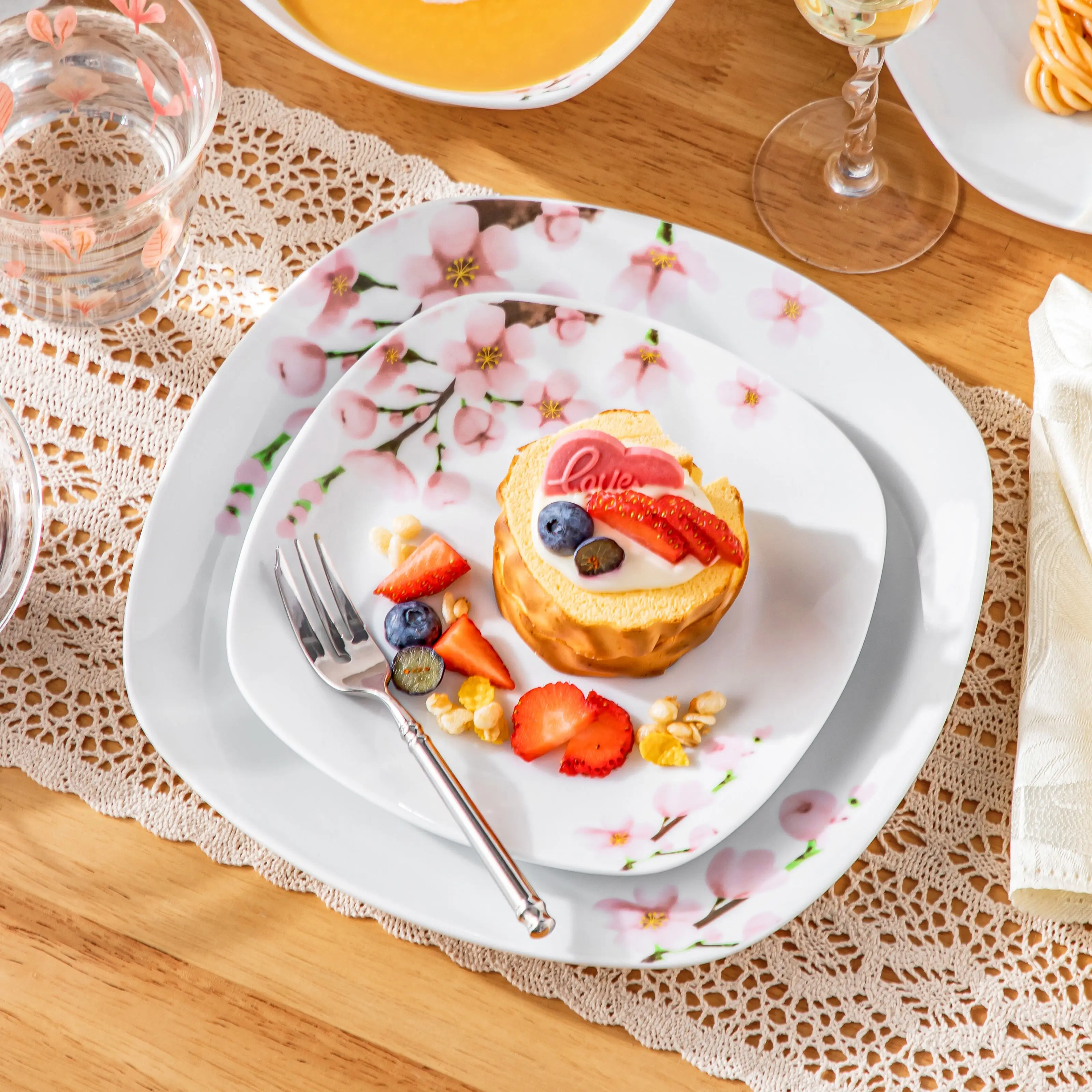 Home4You Dessertteller, 20 Cm, Weiß, Porzellan, (8 St