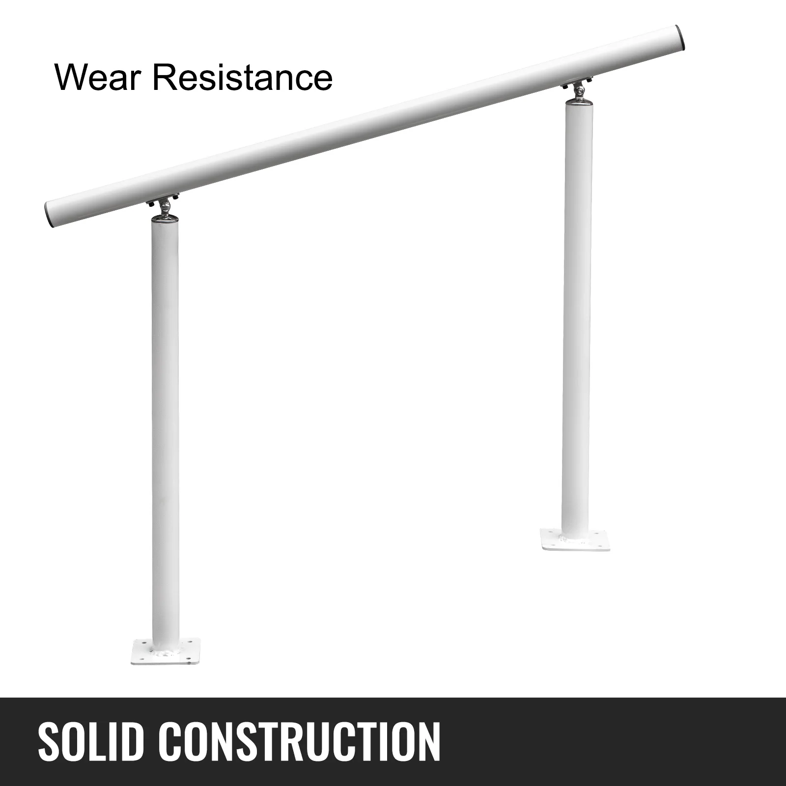 VEVOR Handrail Outdoor Stairs 3/4 ft 34 Inch Outdoor Handrail Stair Railing Adjustable From 0 to 60 Degrees Black/White