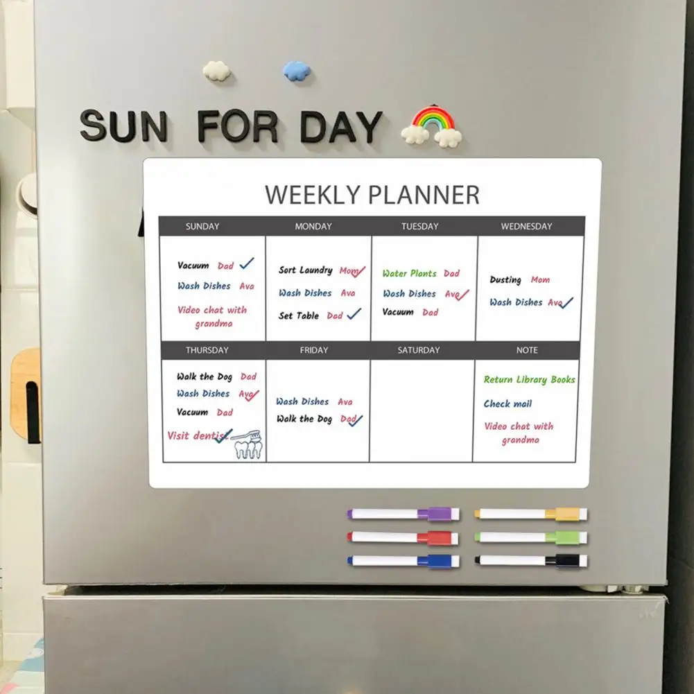 Residue-free Writing Board Magnetic Message Board Weekly Planner Organize Home Kitchen with An Erasable Writing Surface Fridge