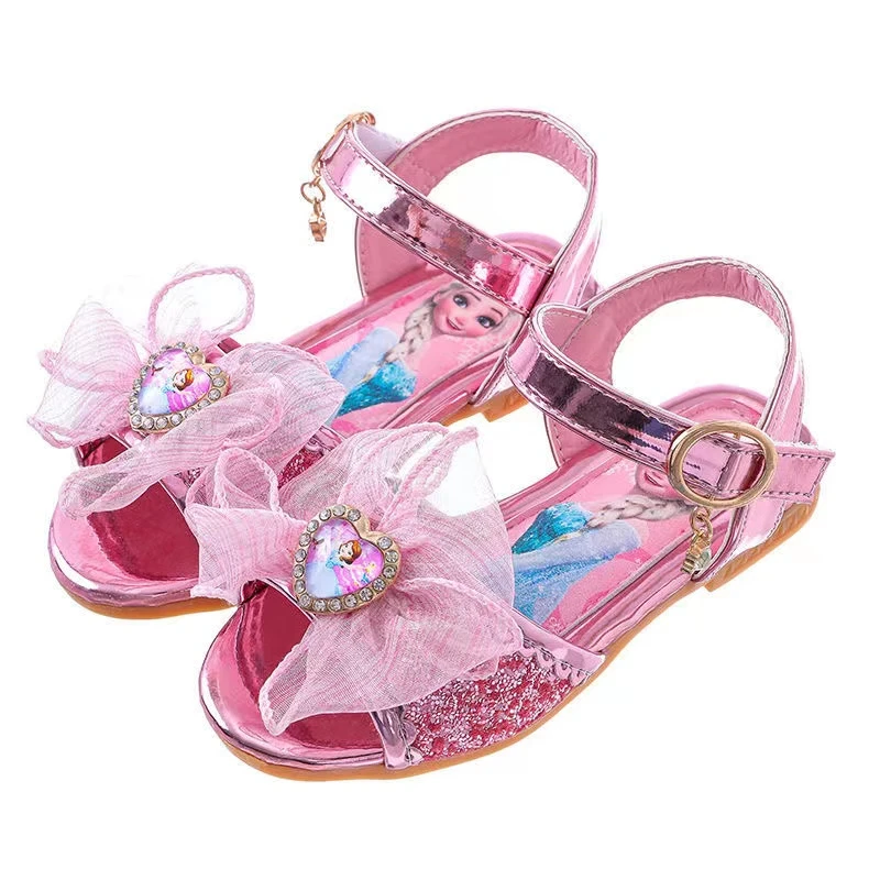children's shoes for sale Baby Girls Sandals Leather Shoes Princess Dancing Cartoon Disney Frozen Anna Elsa Kids Children Glitter Crystal Shoes Bowknot girls leather shoes
