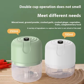 1 electric garlic puree machine, mini meat grinder, 250ML ginger chili chopper, onion grinder, kitchen food mixer 1