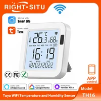 Tuya WiFi Smart Thermometer hygrometer Temperature Humidity Sensor APP Remote Control Work with SmartLife Yandex Alice Alexa