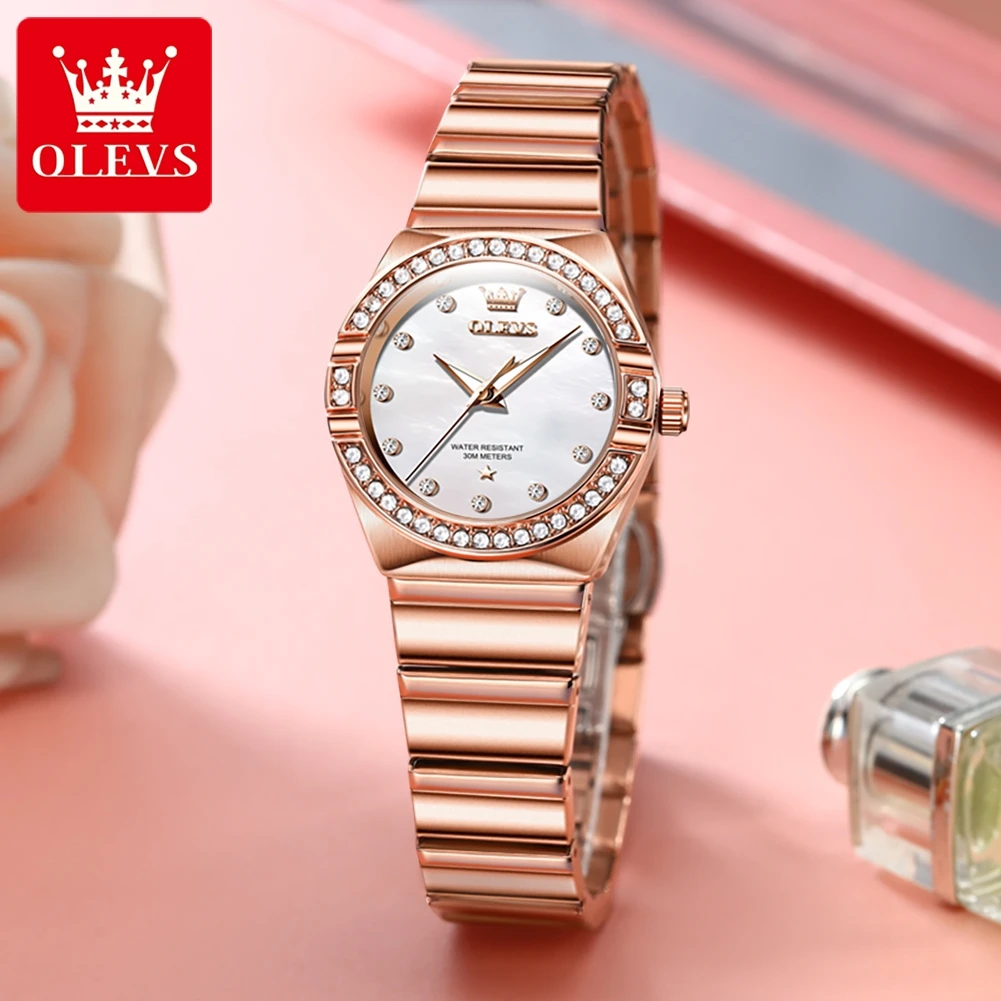 OLEVS Original Luxury Watch Women Ladies Rose Gold Steel Bracelet Quartz Watches Female Waterproof Clock Relogio Feminino New