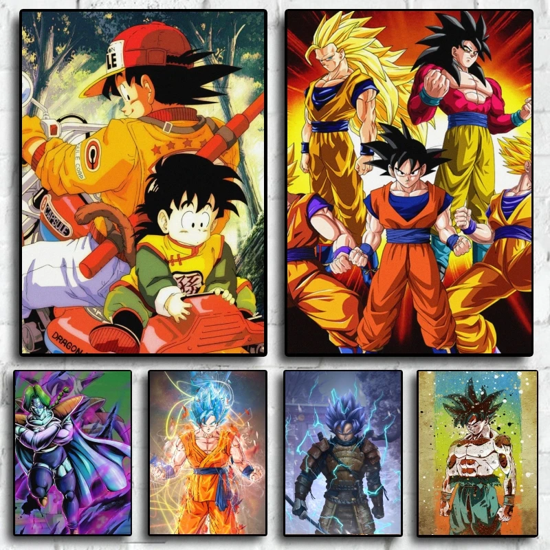 

Canvas Painting Classic Anime Dragon Ball Bike Son Goku Vintage Wall Art Stickers Suitable for Living Room Christmas Decoration