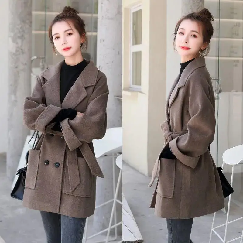 

2023 New Windbreaker Women's Coat Vintage Autumn Winter Coat Wool Coat Loose Casual Jacket Top Fashion Long Coat Women's