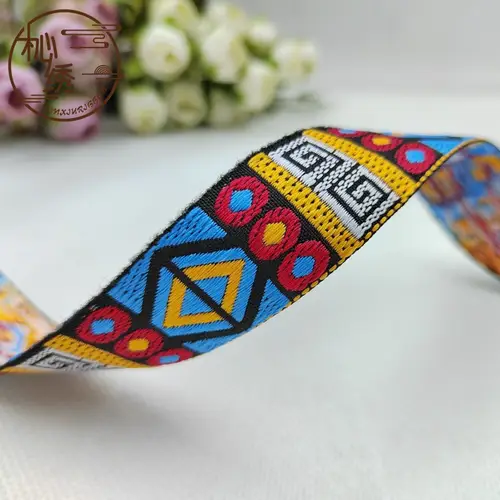 10Yards 26mm 1 Inch Handmade Embroidery Lace Trim Woven Jacquard Ribbon Retro Fashioned For Bag Straps Collar Pillowcase - Image 4